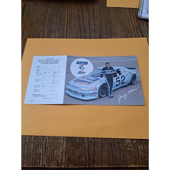 Vintage Jimmy Means 52 Alka-Seltzer Racing Team Fold-Out Driver Card NASCAR 1989 - Picture 1 of 2
